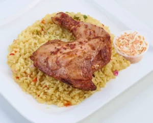 Coconut Rice + 1/4 Grilled/ Peppered Chicken + Coleslaw + PET
