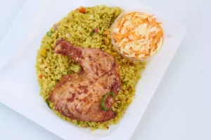 Fried Rice + 1/4 Grilled/ Peppered Chicken + Coleslaw + PET