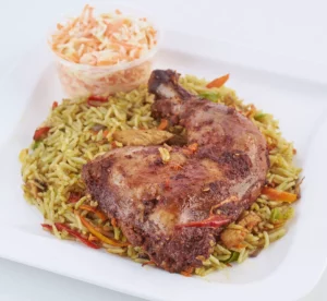 Special Fried Rice + 1/4 Grilled/ Preppered Chicken + Coleslaw + PET