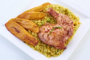 Fried Rice + 1/4 Grilled/ Peppered Chicken + Plantain + PET